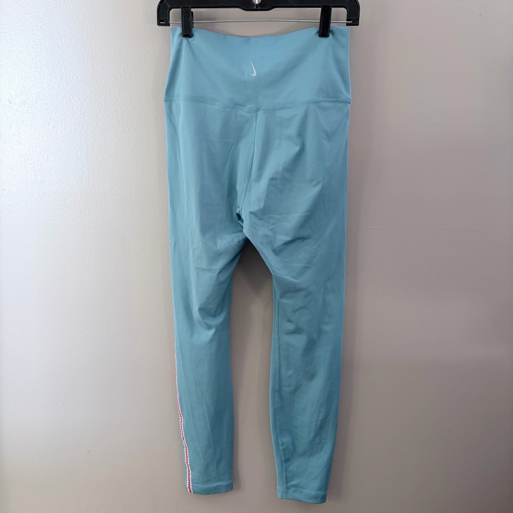 Nike Yoga Dri-FIT Crochet Trim High-Waisted 7/8 Leggings Blue/Pink M - Picture 6 of 11